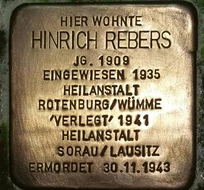 Stolperstein für Hinrich Rebers