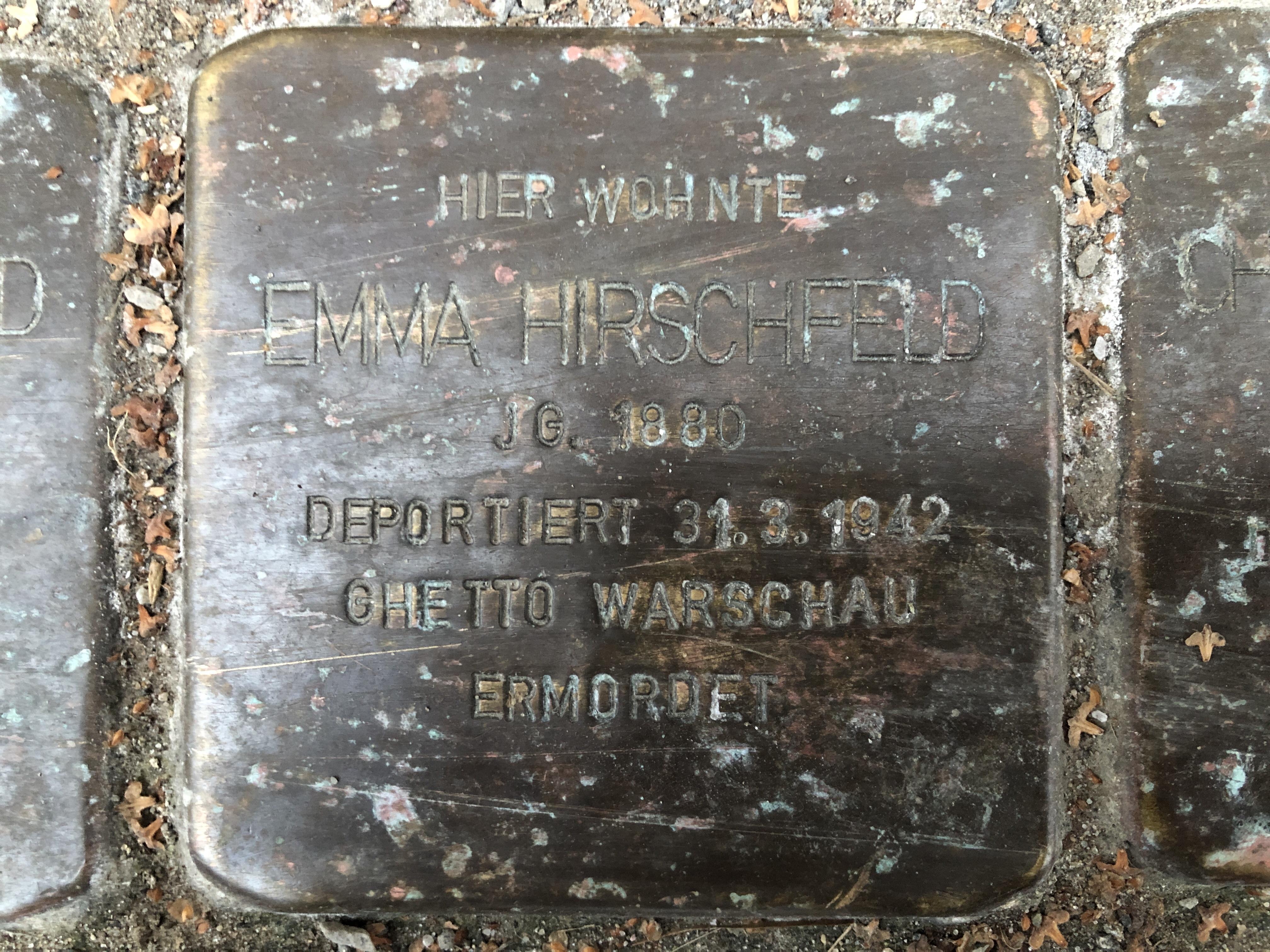 Stolperstein für Emma Hirschfeld